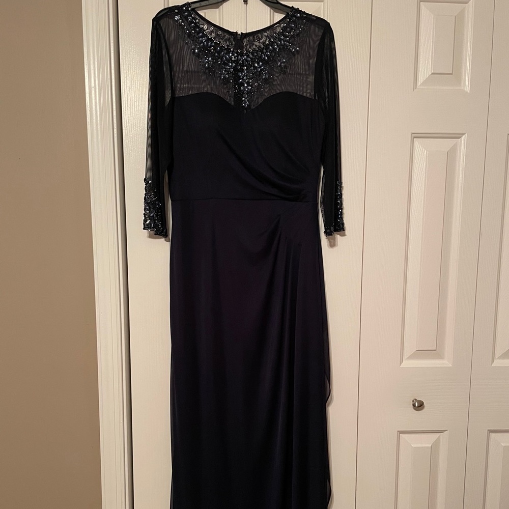 Navy long cocktail dress.. Worn once.